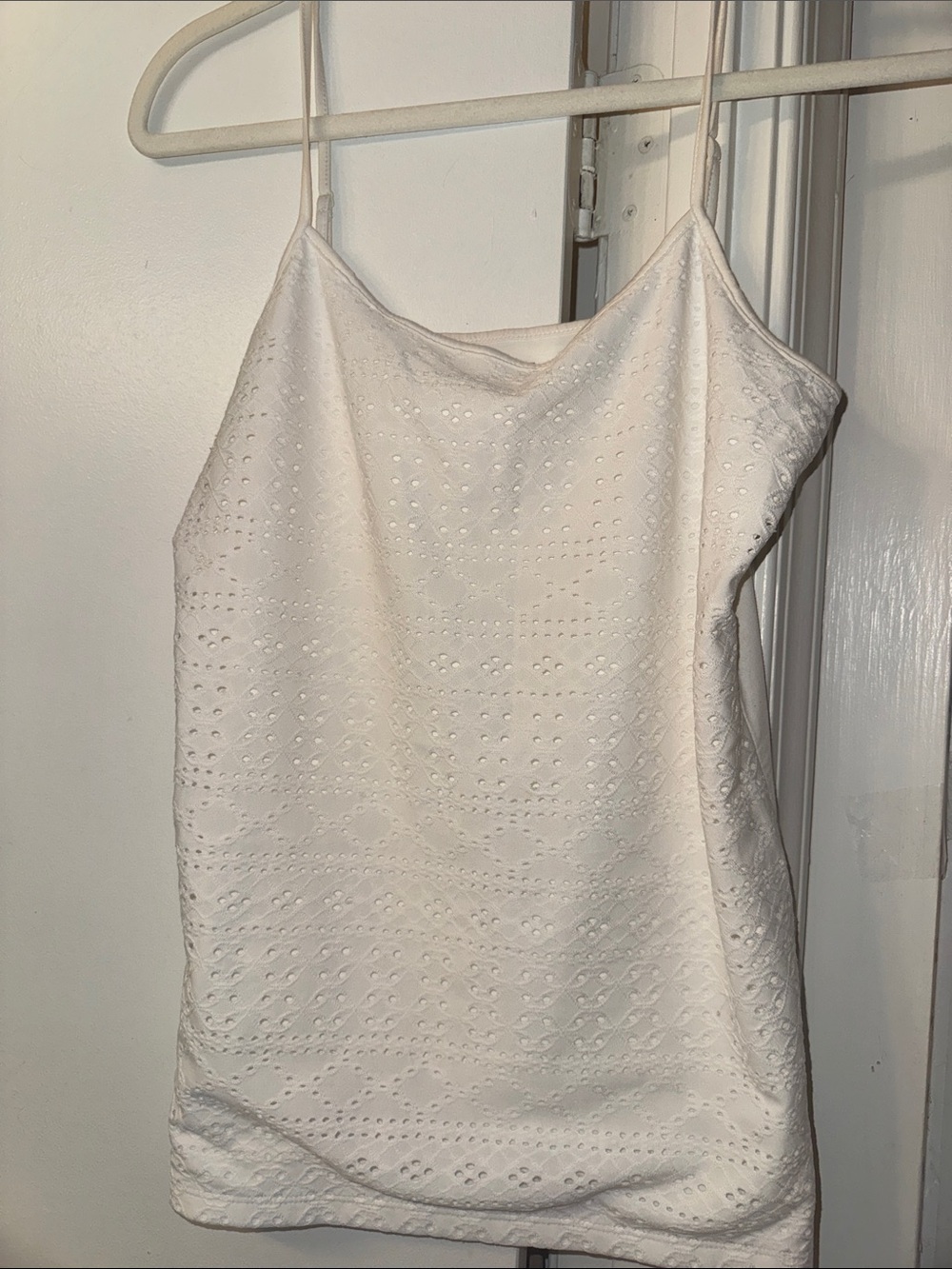 LOFT White Eyelet Spaghetti-Strap Camisole